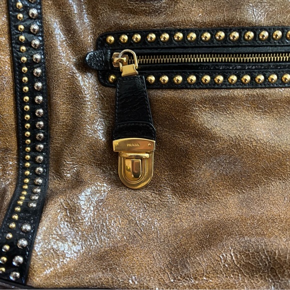 Prada crackle leather studded two way bag - Picture 3 of 6